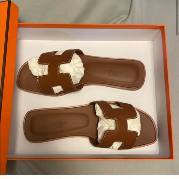 Authentic Hermes Oran leather Sandals - Picture 2 of 6